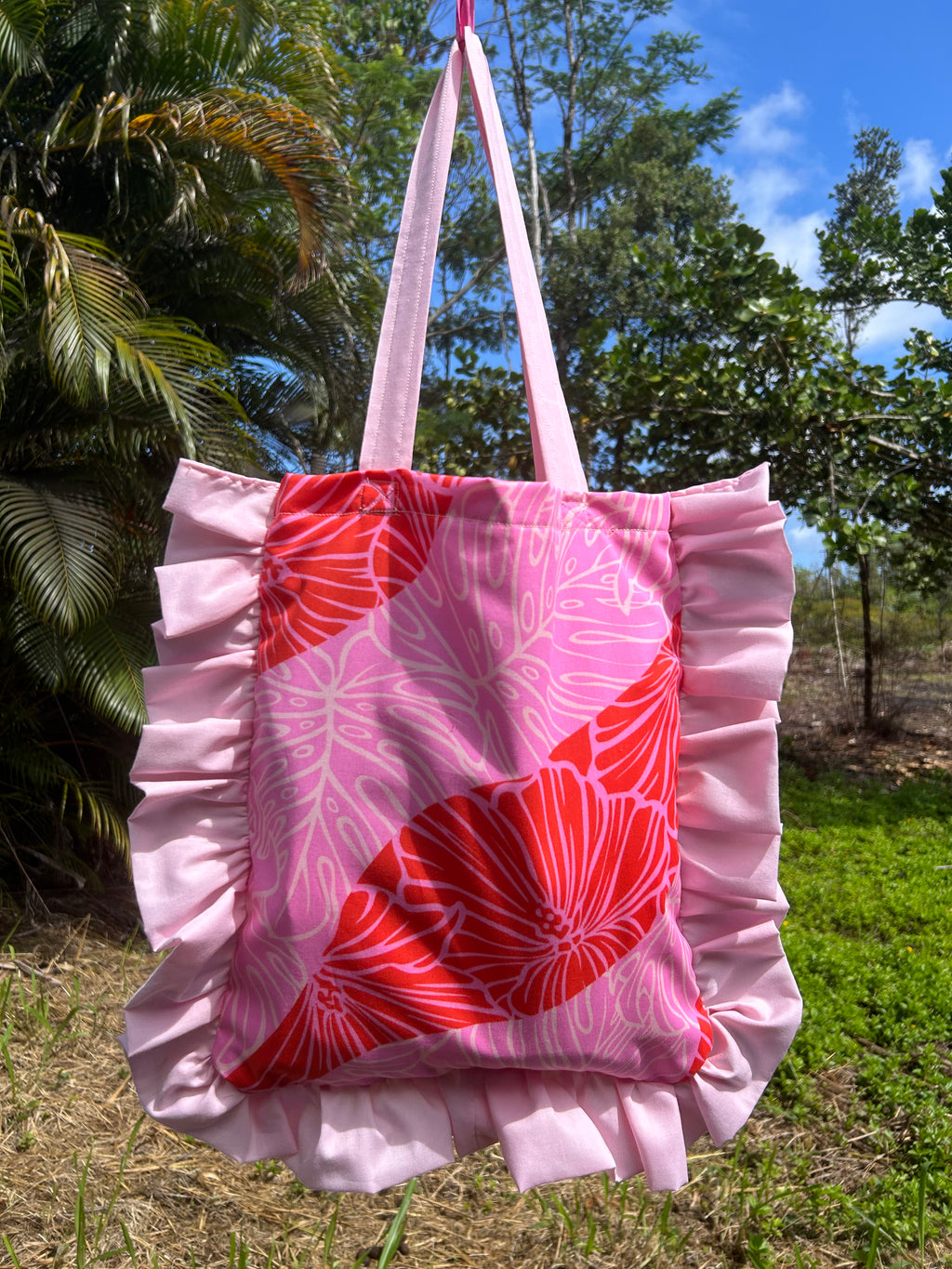 Pink & Orange Ruffle Tote Bag